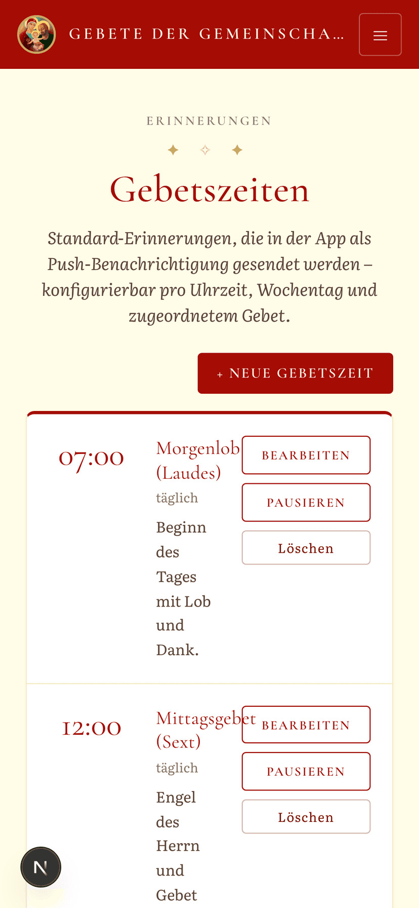 Gebets­zeiten